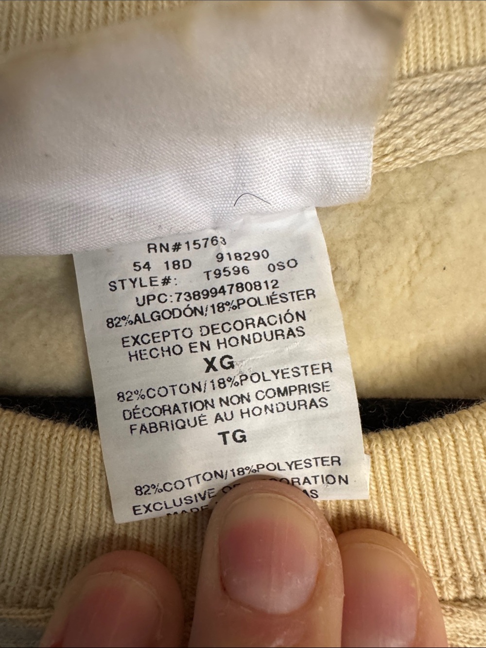 Champion Reverse Weave Cut Off Sleeves Cream Crewneck Sweatshirt - Picture 3 of 11